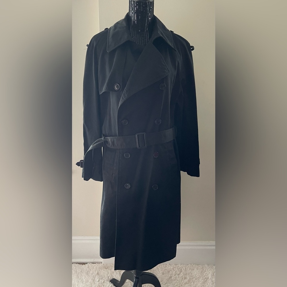 Vintage Tip Top Black Lined Trench Coat Size 36